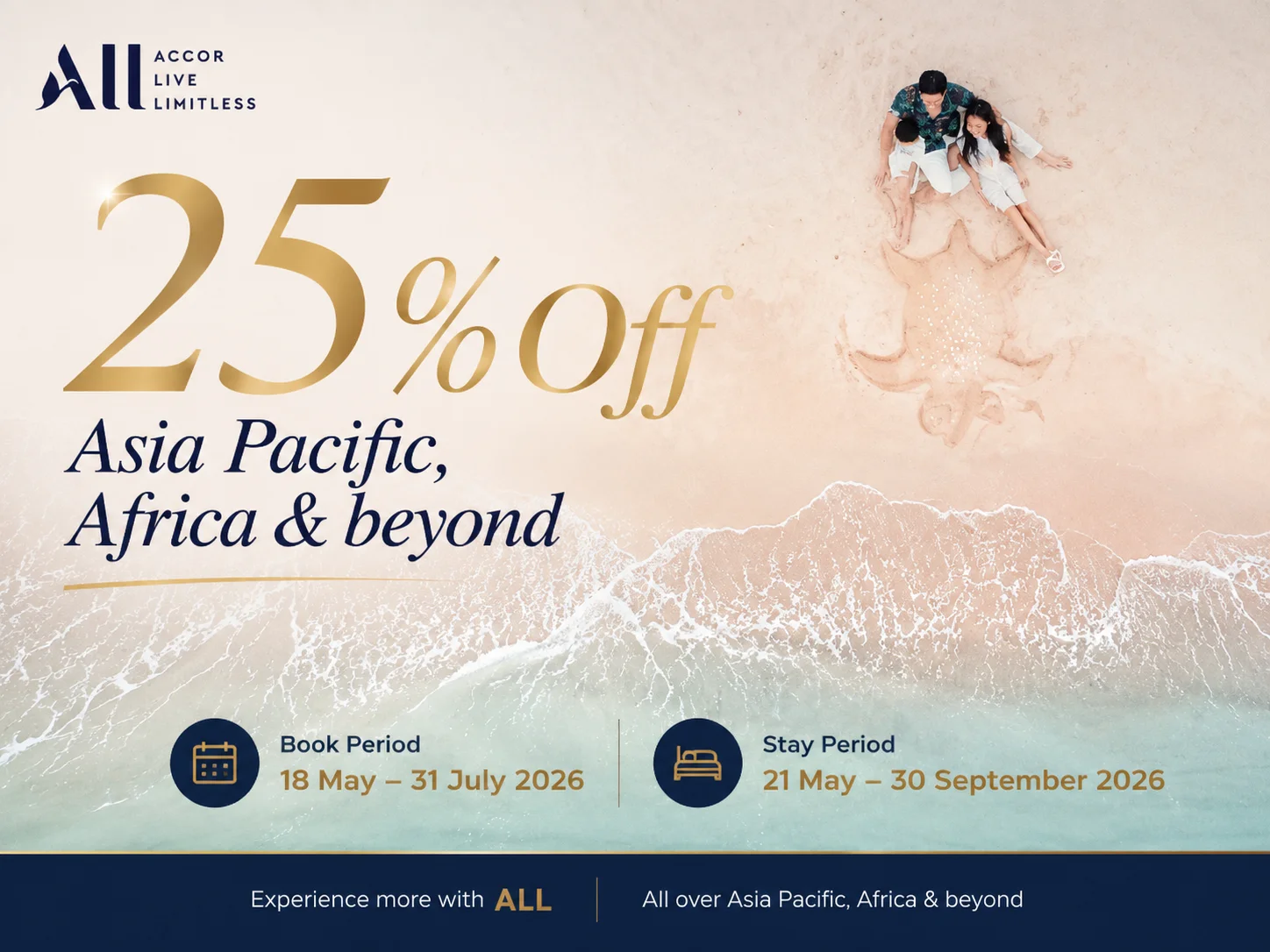 ALL Accor รับส่วนลด 25% Asia Pacific & Africa จองภายใน 31 กรกฎาคม 2026 (เข้าพัก 21 พฤษภาคม - 30 กันยายน 2026)